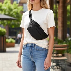 Black Belt Bag Fanny Pack Crossbody Sling Adjustable Strap Travel Waist Pack